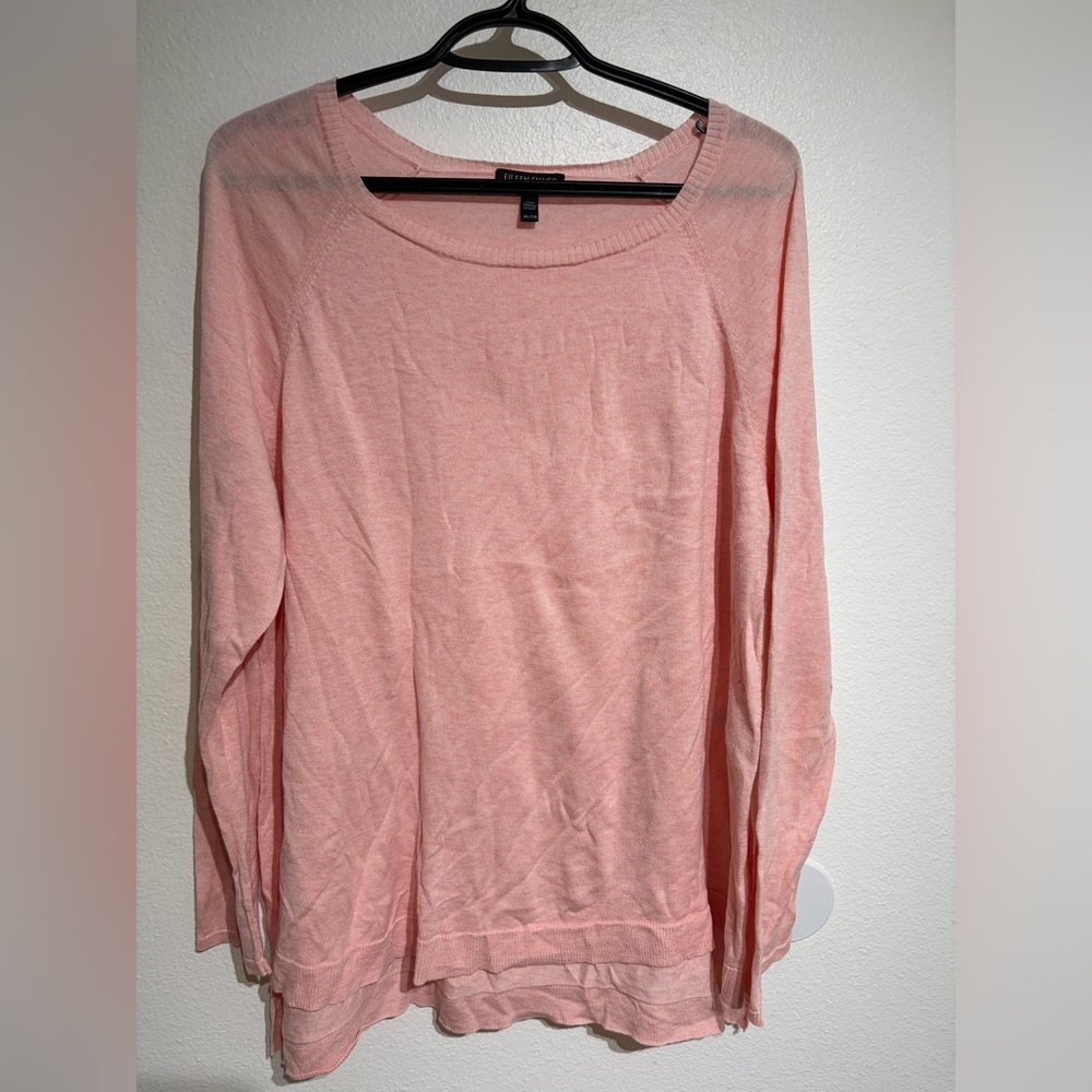 Eileen Fisher Light Pink Scoop Neck Long Sleeve Top